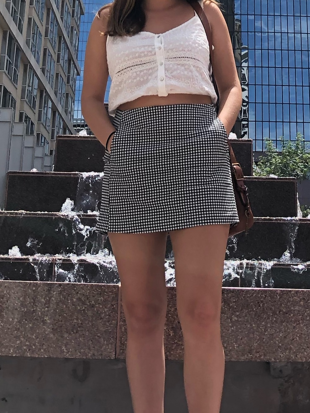 Urban Outfitters black and white checkered mini skirt